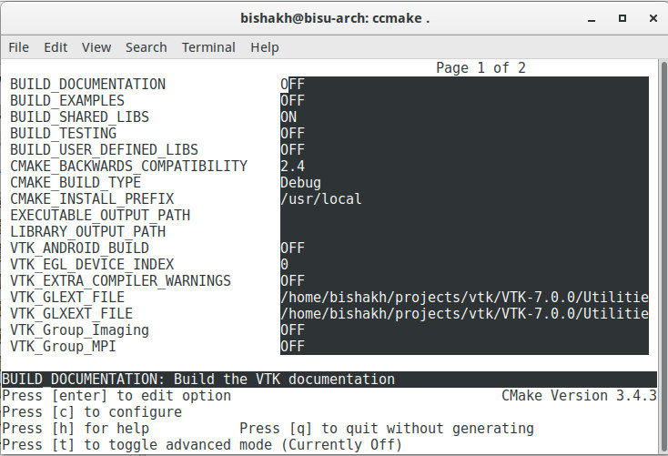 vtk configure screenshot